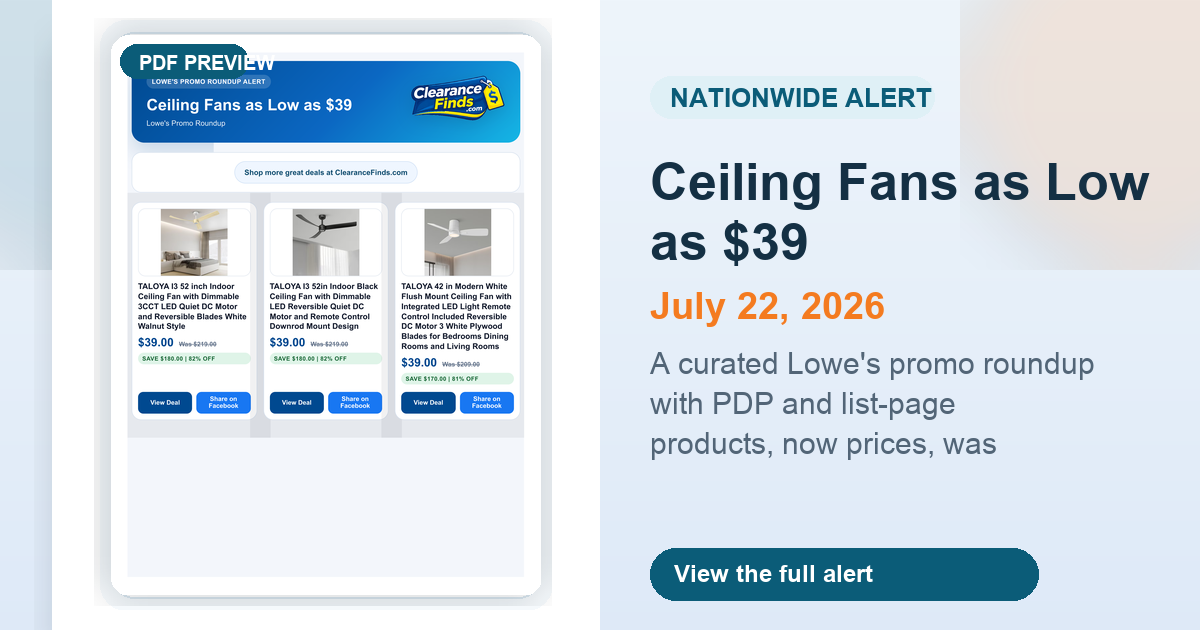 Ceiling Fans as Low as $39 preview