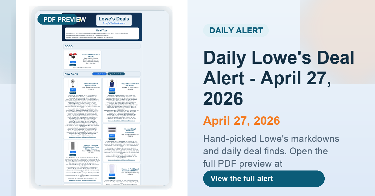 Daily Lowe's Deal Alert - April 27, 2026 preview