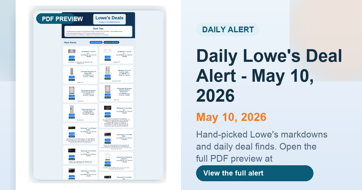 Daily Lowe's Deal Alert - May 10, 2026 preview