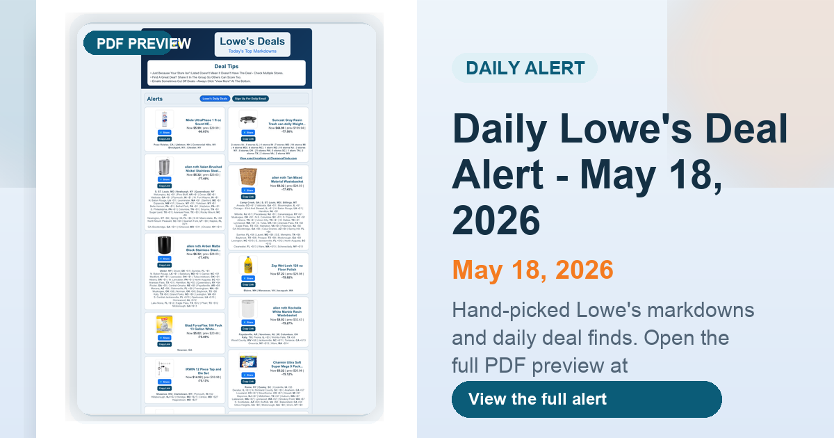 Daily Lowe's Deal Alert - May 18, 2026 preview