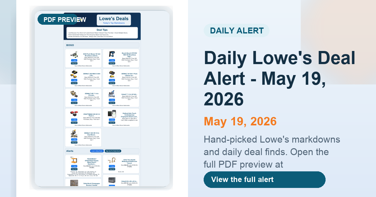 Daily Lowe's Deal Alert - May 19, 2026 preview