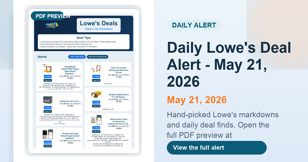 Daily Lowe's Deal Alert - May 21, 2026 preview
