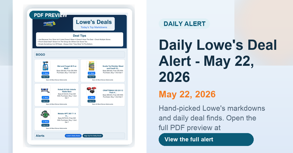 Daily Lowe's Deal Alert - May 22, 2026 preview