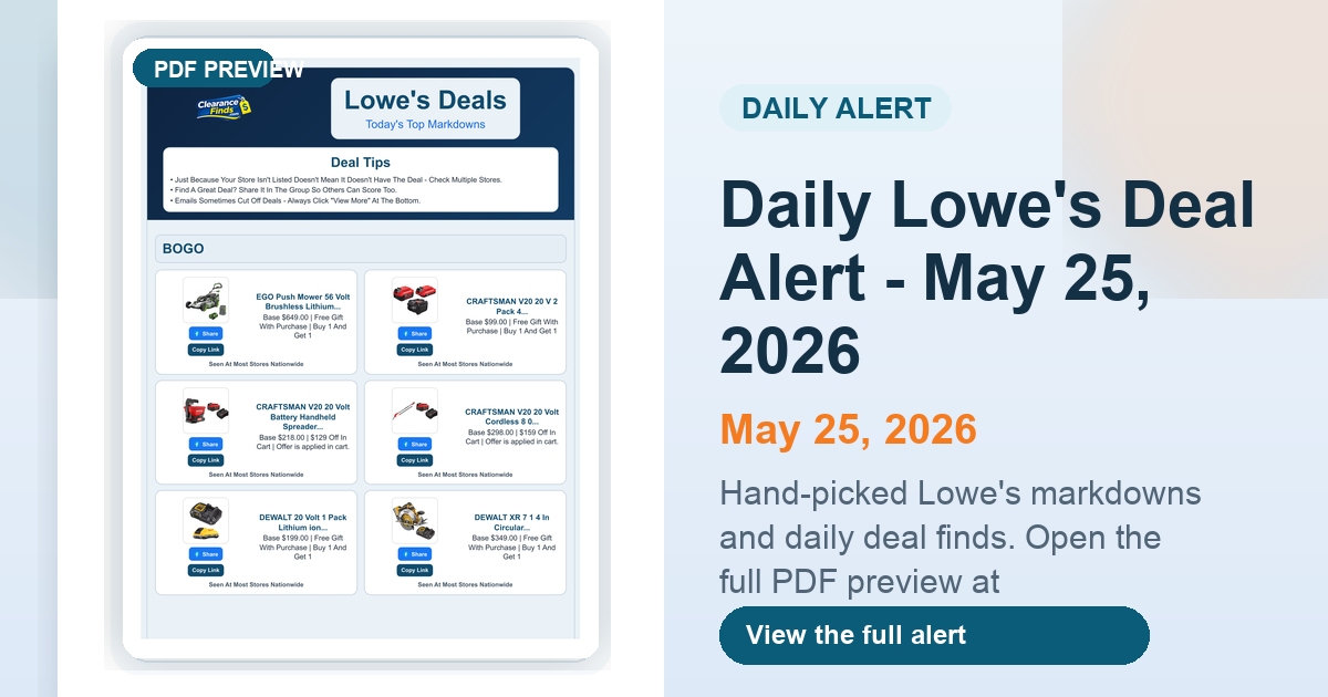 Daily Lowe's Deal Alert - May 25, 2026 preview