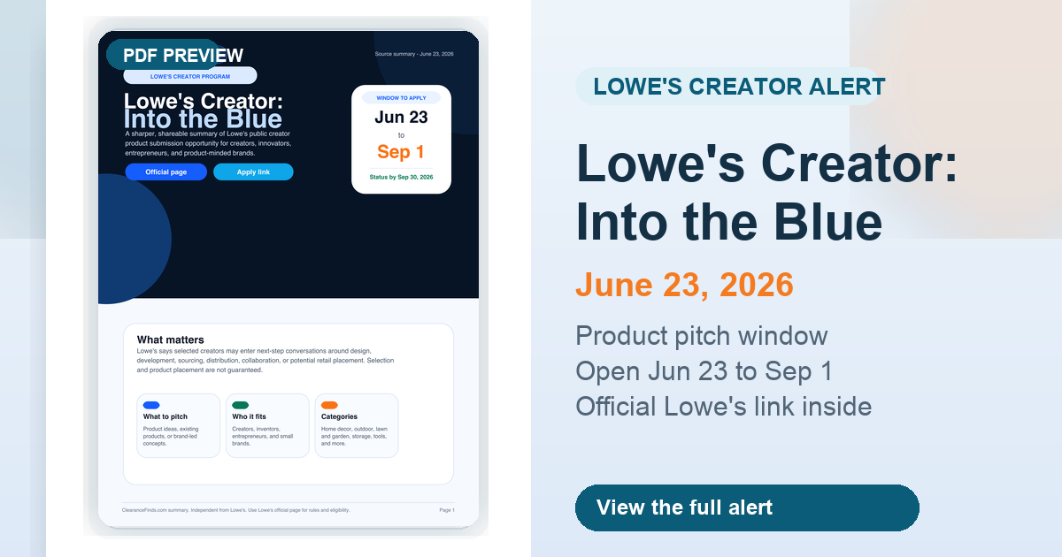 Lowe's Creator Into the Blue alert preview
