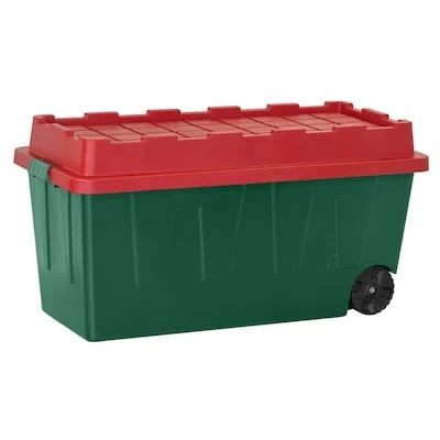 Holiday Living X-large 64.0 -Gallons ( 256.0 -Quarts ) Green Heavy Duty Rolling Stackable Tote with Latching Lid