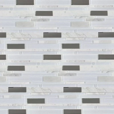 Elida Ceramica White 12-in x 12-in Mirrored Glass/Stone Marble Patterned Linear Mosaic Wall Tile ( 0.94-sq ft / Piece )