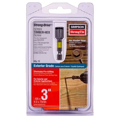 Simpson Strong-Tie Strong-Drive SDWH Timber-Hex 5/16-in x 3-in Double-barrier Exterior Construction screws 12 -Per Box