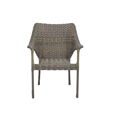 Style Selections Lola Wicker Stackable Black Steel Frame Stationary Conversation Chair with (No fabric) Woven Seat