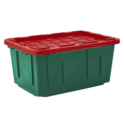 Holiday Living Large 27.0 -Gallons ( 108.0 -Quarts ) Green Heavy Duty Stackable Tote with Standard Snap Lid