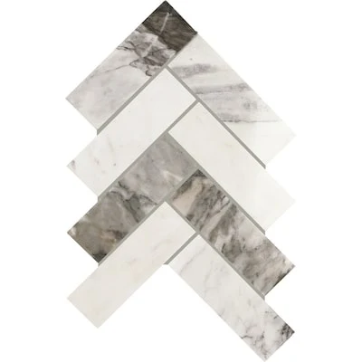 Daltile Genuine Stone Tuxedo 10-in x 16-in Polished Natural stone Marble Marble look Herringbone Mosaic Wall Tile ( 0.65-sq ft / Piece )