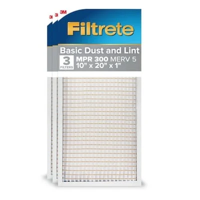 Filtrete 10 x 20 x 1 MERV 5 300 MPR Basic Dust and Lint Electrostatic Air Filter 3 -Pack