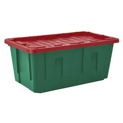 Holiday Living Large 40.0 -Gallons ( 160.0 -Quarts ) Green Heavy Duty Stackable Tote with Standard Snap Lid