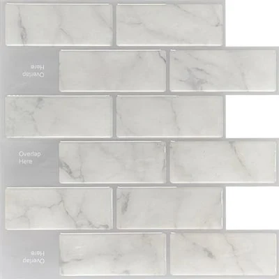 Peel&Stick Mosaics Carrara 10-in x 10-in Glossy Composite Subway Linear Peel and stick Mosaic Wall Tile ( 0.65-sq ft / Piece )