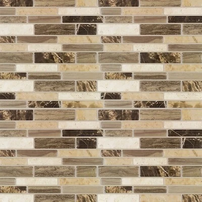 Peel&Stick Mosaics Verona Beige 10-in x 10-in Glossy Composite Linear Peel and stick Mosaic Wall Tile ( 0.65-sq ft / Piece )