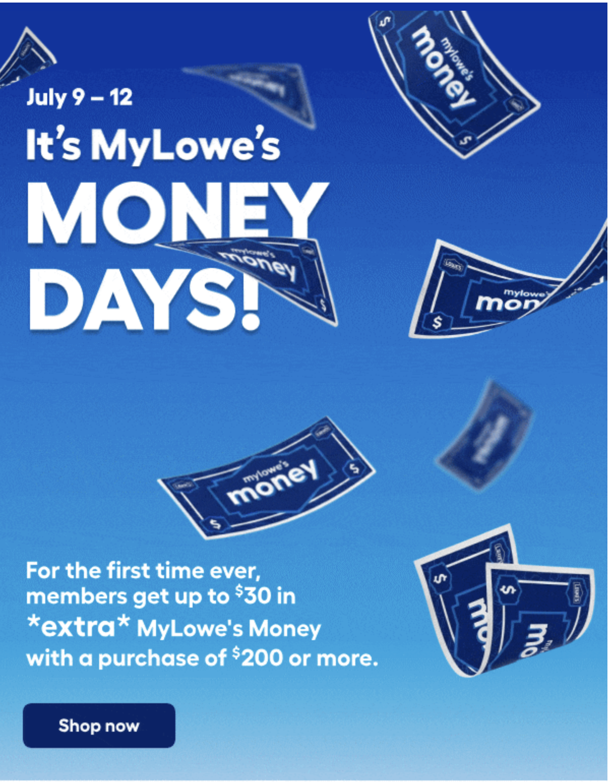 MyLowe's Money Days member promo flyer
