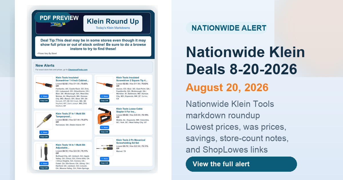 Nationwide Klein Deals 8-20-2026 preview