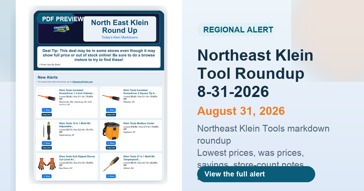 Northeast Klein Tool Roundup 8-31-2026 preview