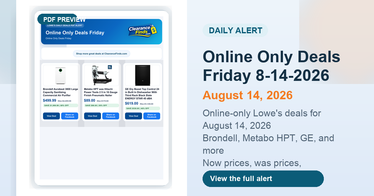 Online Only Deals Friday 8-14-2026 preview