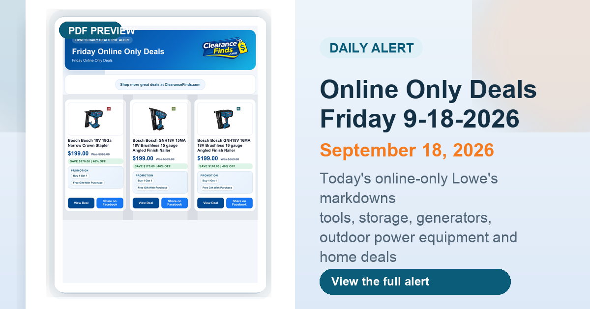 Online Only Deals Friday 9-18-2026 preview