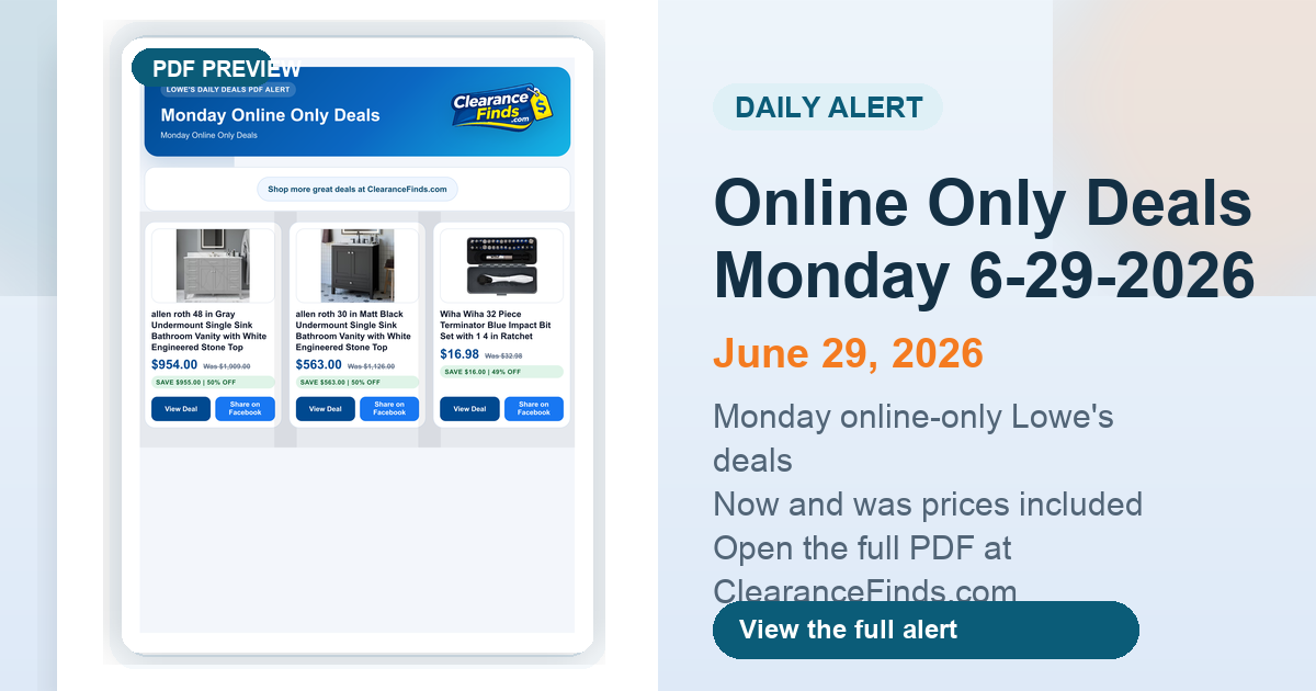 Online Only Deals Monday 6-29-2026 preview