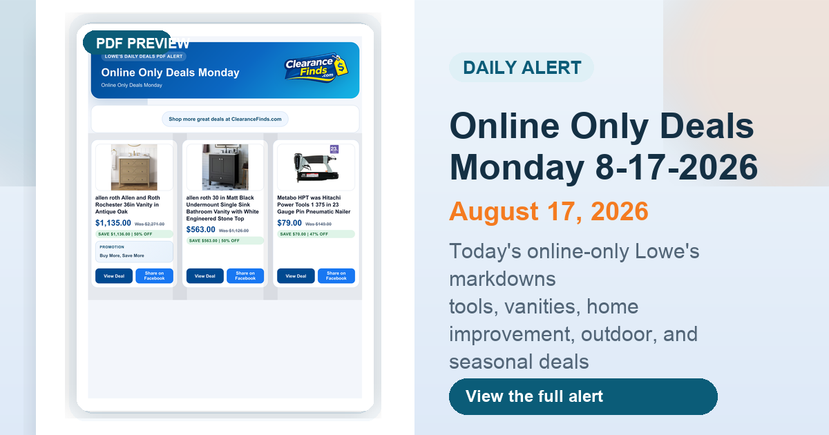 Online Only Deals Monday 8-17-2026 preview