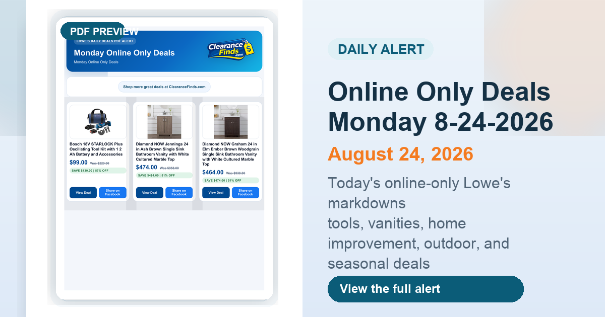 Online Only Deals Monday 8-24-2026 preview