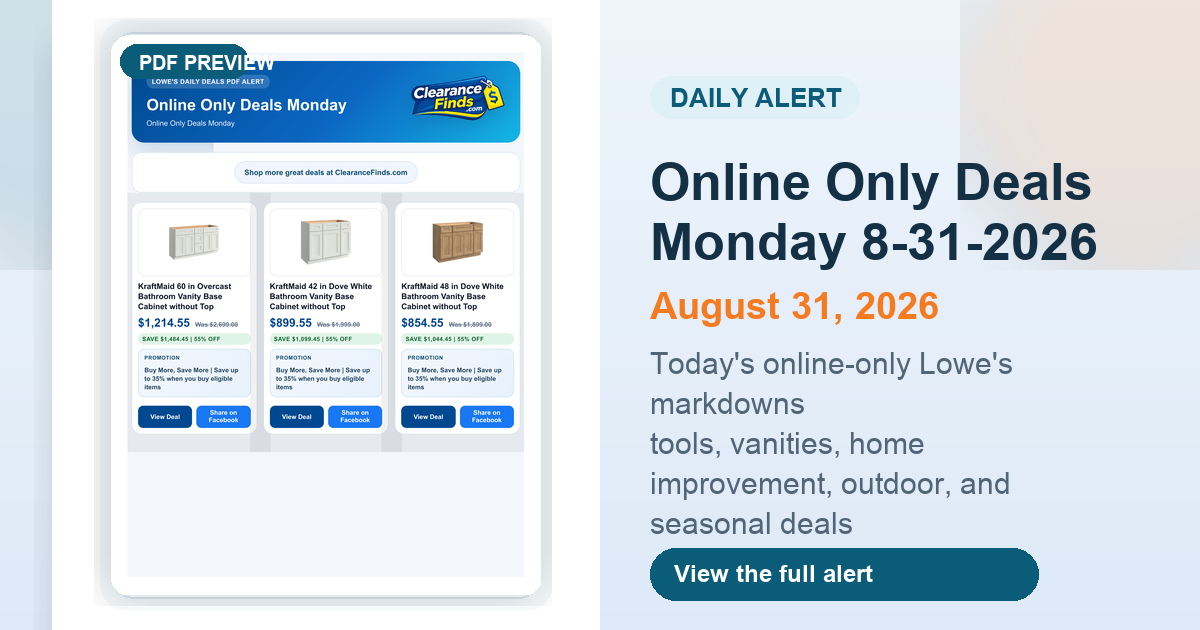 Online Only Deals Monday 8-31-2026 preview