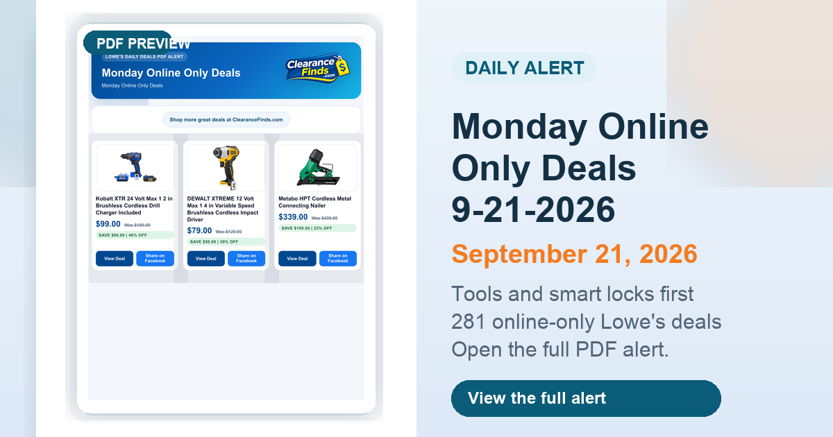 Monday Online Only Deals 9-21-2026 preview