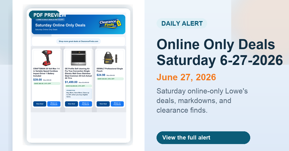Online Only Deals Saturday 6-27-2026 preview