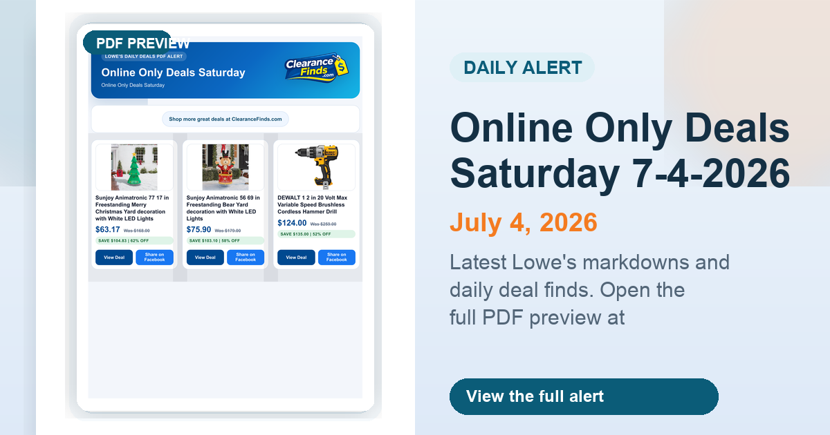 Online Only Deals Saturday 7-4-2026 preview
