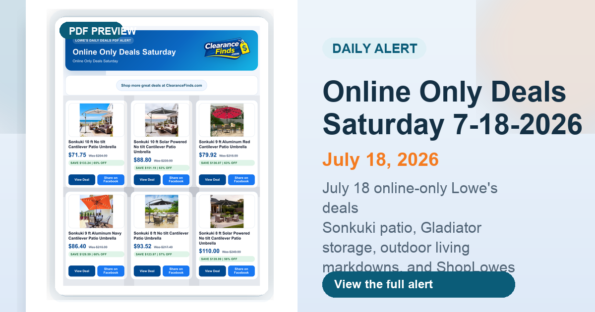 Online Only Deals Saturday 7-18-2026 preview