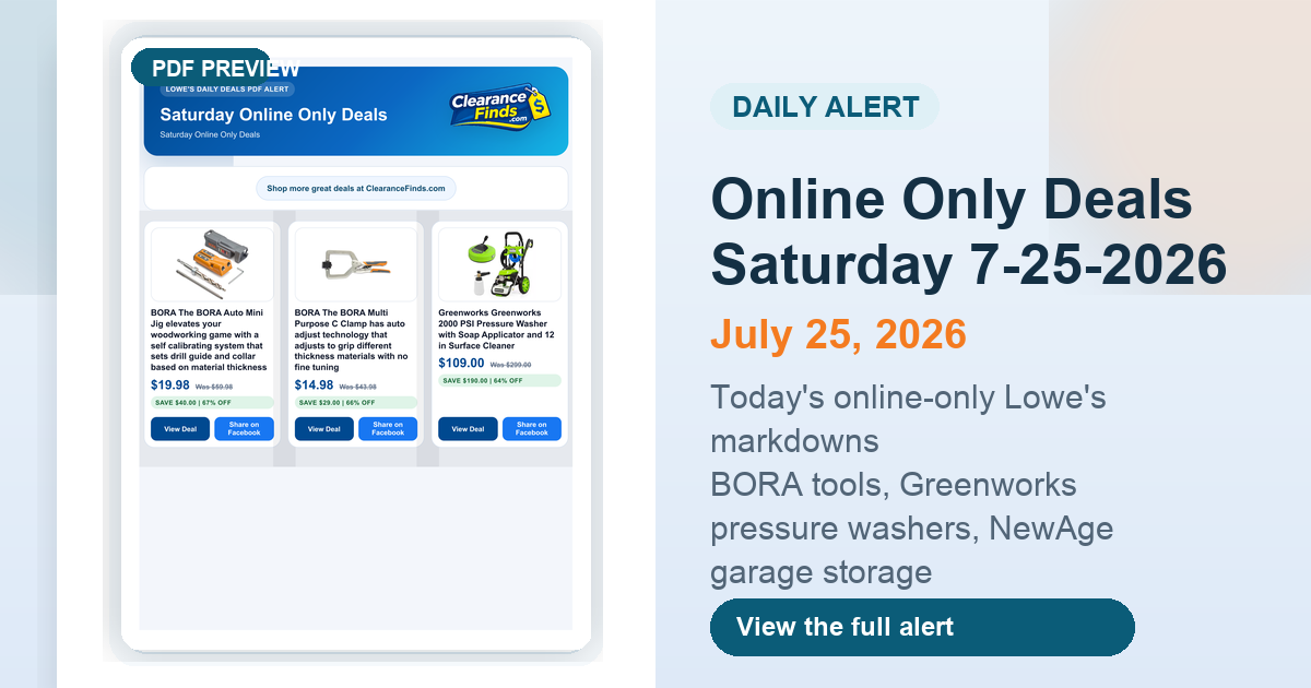 Online Only Deals Saturday 7-25-2026 preview
