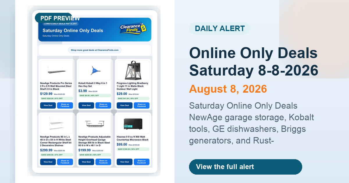 Online Only Deals Saturday 8-8-2026 preview