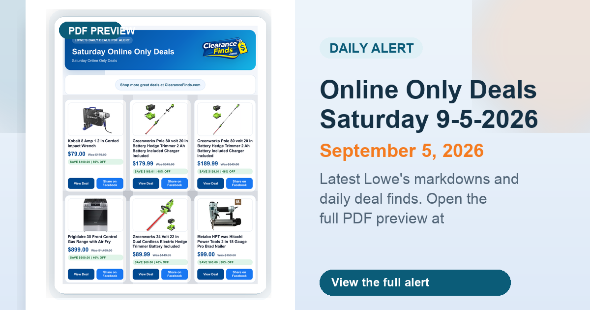 Online Only Deals Saturday 9-5-2026 preview