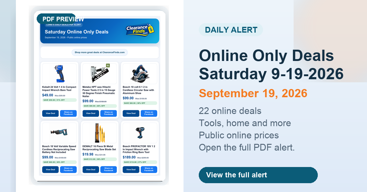 Online Only Deals Saturday 9-19-2026 preview