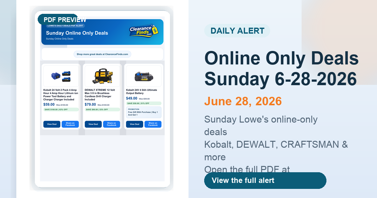 Online Only Deals Sunday 6-28-2026 preview