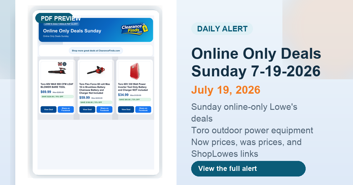 Online Only Deals Sunday 7-19-2026 preview