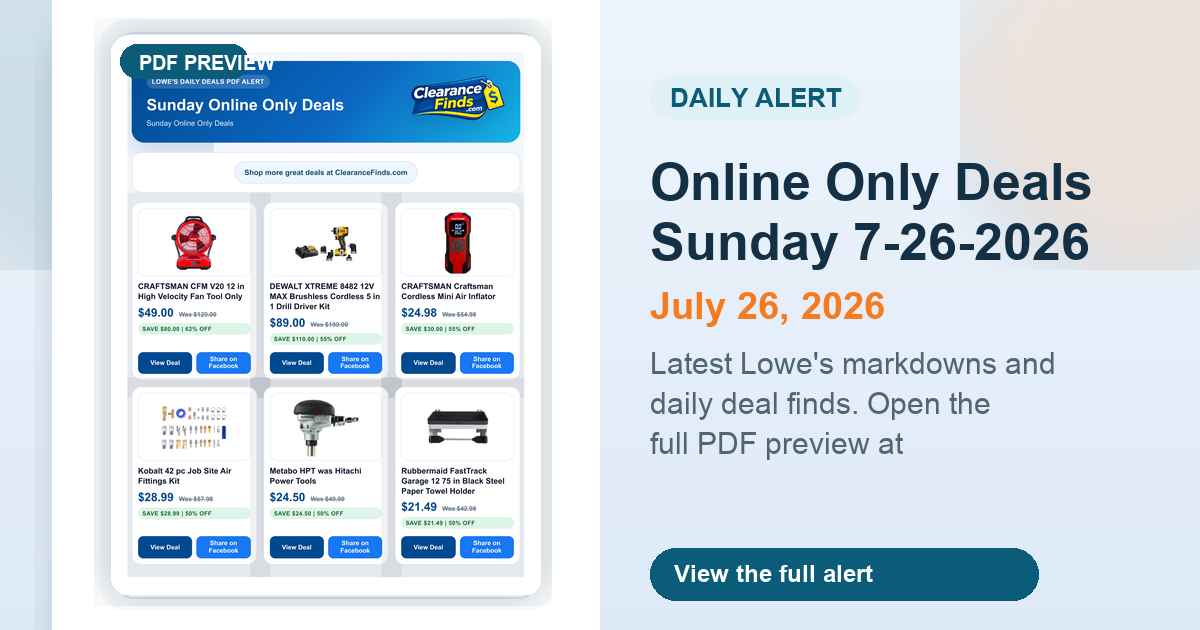 Online Only Deals Sunday 7-26-2026 preview