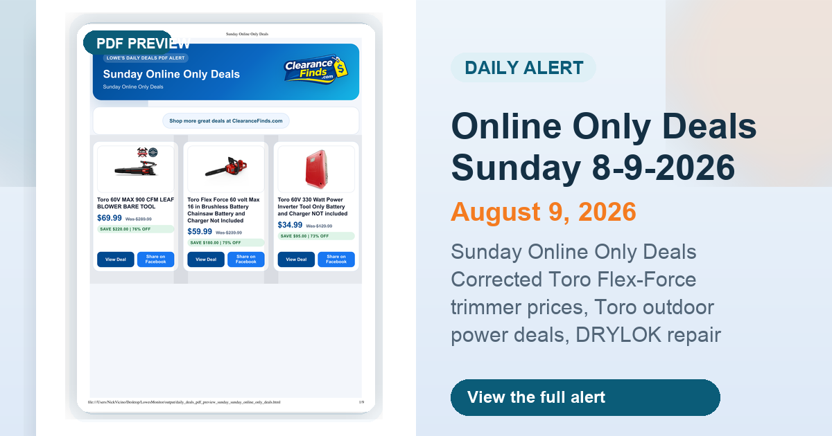 Online Only Deals Sunday 8-9-2026 preview