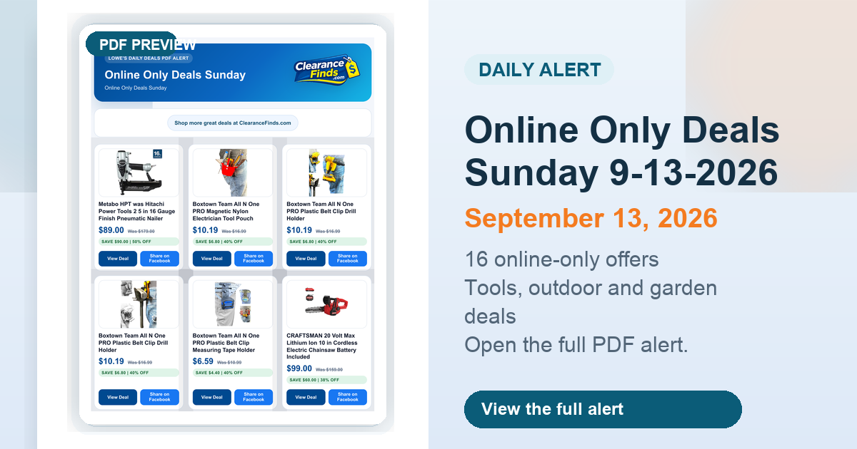 Online Only Deals Sunday 9-13-2026 preview