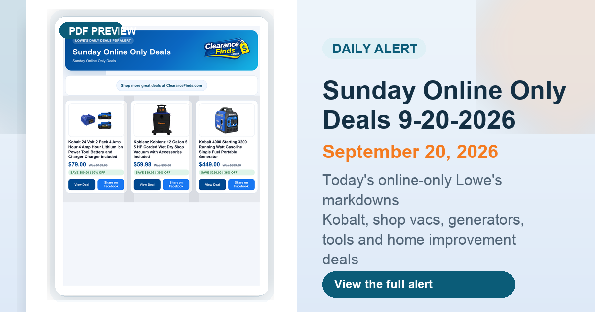 Sunday Online Only Deals 9-20-2026 preview