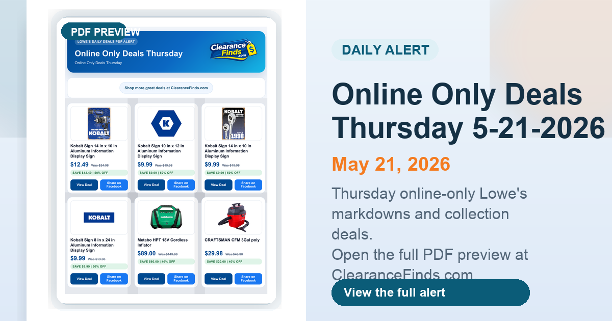 Online Only Deals Thursday 5-21-2026 preview
