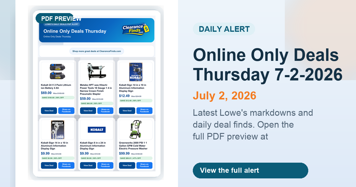 Online Only Deals Thursday 7-2-2026 preview