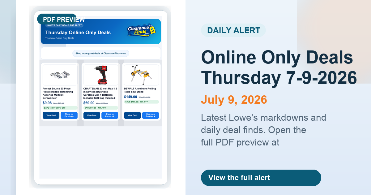 Online Only Deals Thursday 7-9-2026 preview