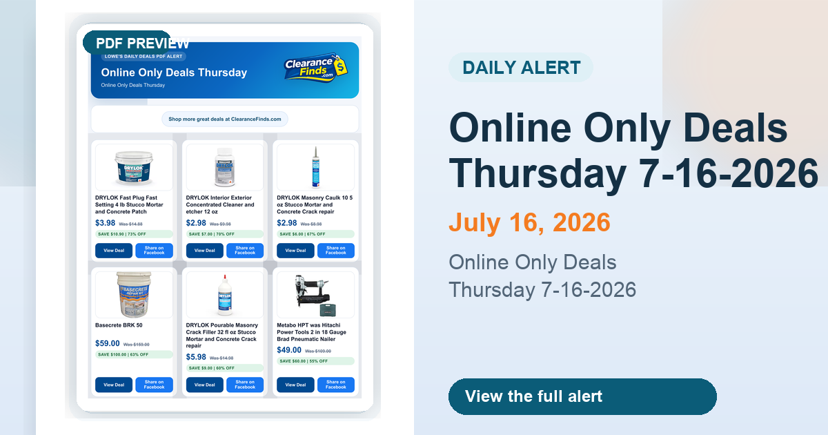 Online Only Deals Thursday 7-16-2026 preview