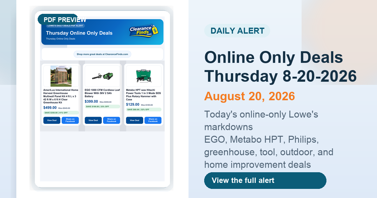 Online Only Deals Thursday 8-20-2026 preview