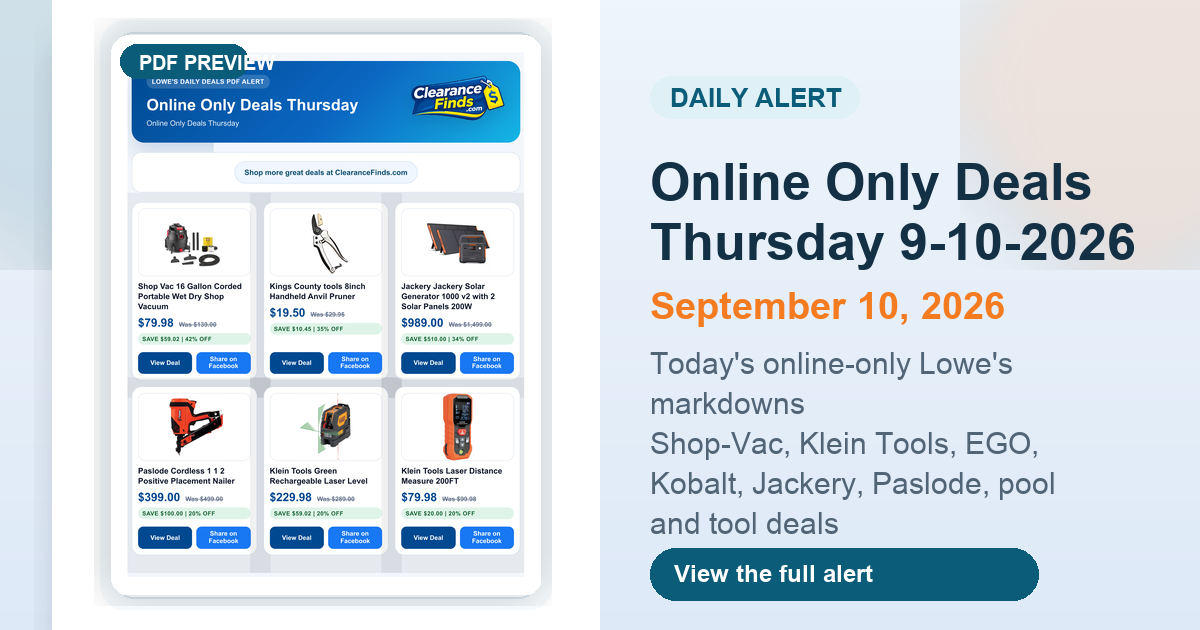 Online Only Deals Thursday 9-10-2026 preview