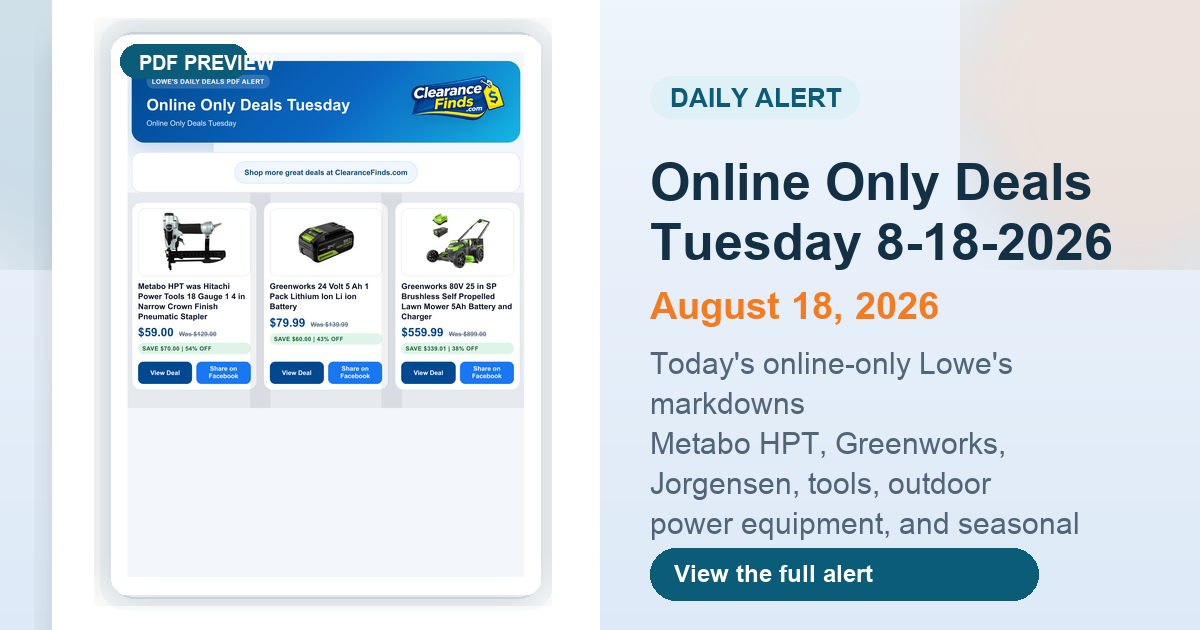 Online Only Deals Tuesday 8-18-2026 preview