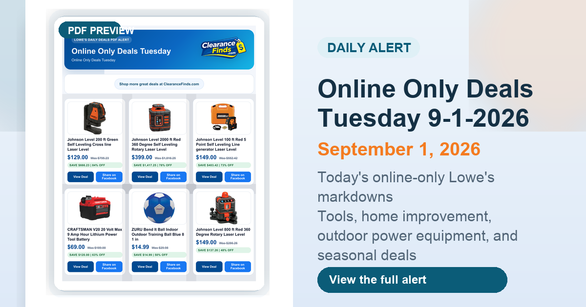 Online Only Deals Tuesday 9-1-2026 preview